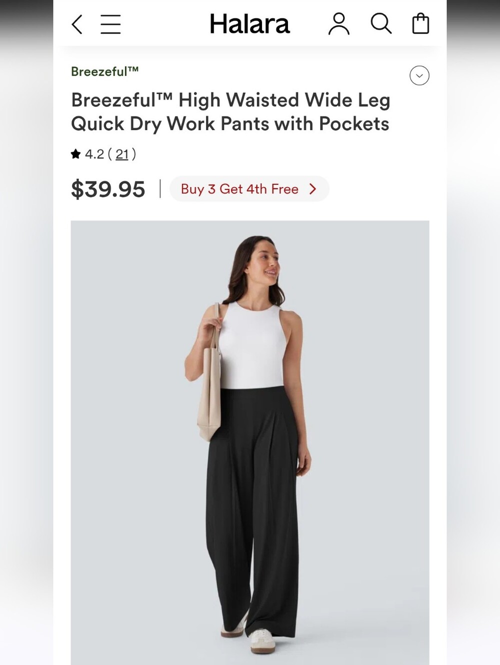 HALARA Black High-Waisted Wide Leg Breezeful™ Pants